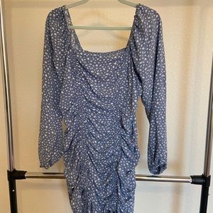 Puff Long Sleeve Double Ruched Dress, wild fable